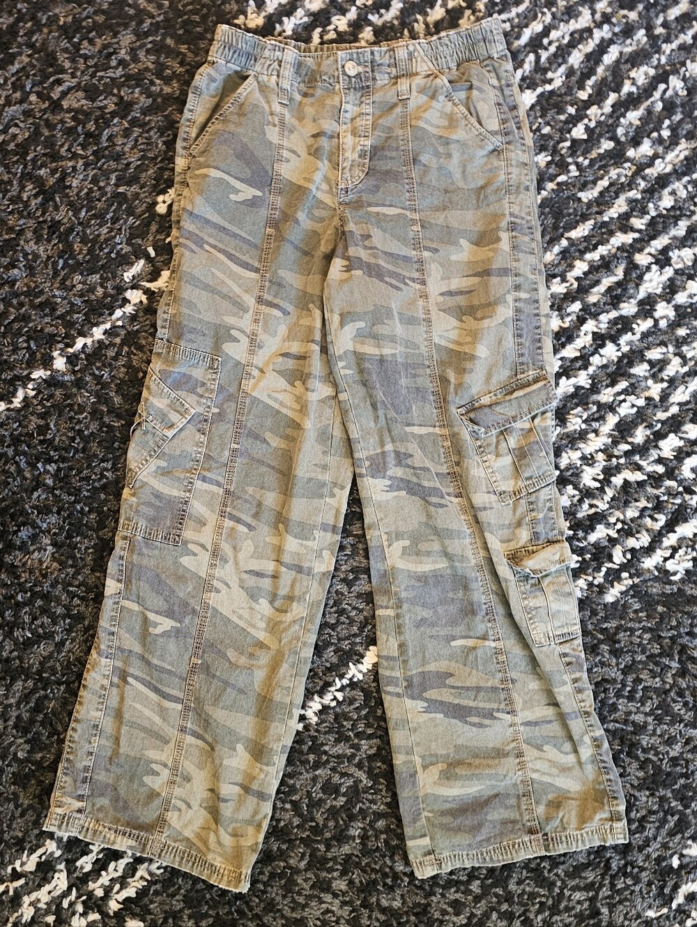 BDG Khaki Camo Print Y2K Low-Rise Cargo "PJ Pant" Pants
